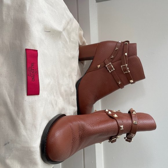 Valentino Rockstud 70 booties 39 Cognac Brown - Picture 8 of 12